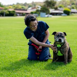 Veterinarian with dog